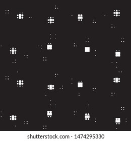 Abstract grunge grid polka dot halftone background pattern. Spotted black and white vector line illustration