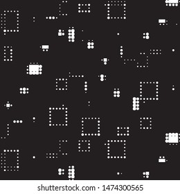 Abstract grunge grid polka dot halftone background pattern. Spotted black and white vector line illustration