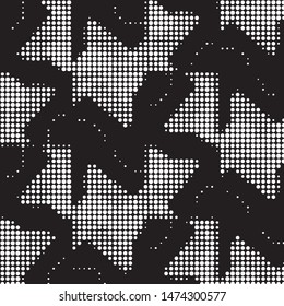 Abstract grunge grid polka dot halftone background pattern. Spotted black and white vector line illustration