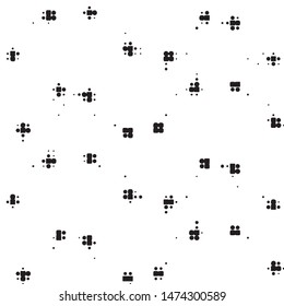Abstract grunge grid polka dot halftone background pattern. Spotted black and white vector line illustration