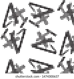 Abstract grunge grid polka dot halftone background pattern. Spotted black and white vector line illustration