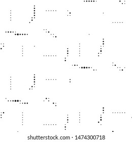 Abstract grunge grid polka dot halftone background pattern. Spotted black and white vector line illustration
