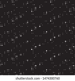 Abstract grunge grid polka dot halftone background pattern. Spotted black and white vector line illustration