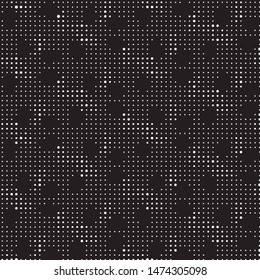 Abstract grunge grid polka dot halftone background pattern. Spotted black and white vector line illustration