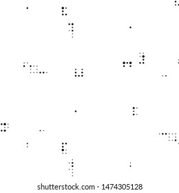 Abstract grunge grid polka dot halftone background pattern. Spotted black and white vector line illustration