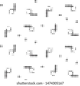 Abstract grunge grid polka dot halftone background pattern. Spotted black and white vector line illustration