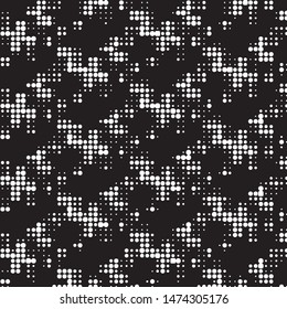 Abstract grunge grid polka dot halftone background pattern. Spotted black and white vector line illustration