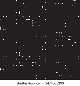 Abstract grunge grid polka dot halftone background pattern. Spotted black and white vector line illustration