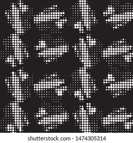 Abstract grunge grid polka dot halftone background pattern. Spotted black and white vector line illustration