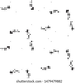 Abstract grunge grid polka dot halftone background pattern. Spotted black and white vector line illustration