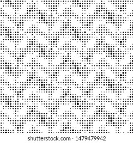 Abstract grunge grid polka dot halftone background pattern. Spotted black and white vector line illustration