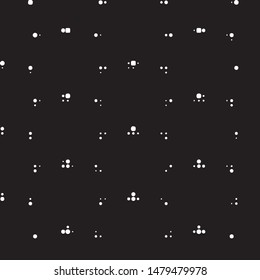Abstract grunge grid polka dot halftone background pattern. Spotted black and white vector line illustration