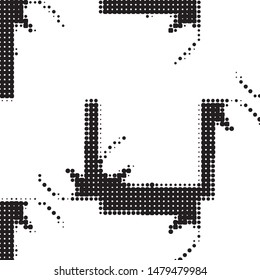 Abstract grunge grid polka dot halftone background pattern. Spotted black and white vector line illustration