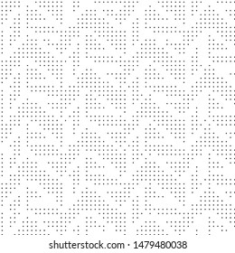 Abstract grunge grid polka dot halftone background pattern. Spotted black and white vector line illustration