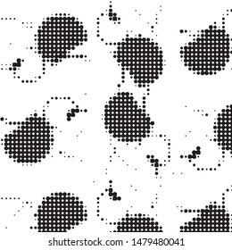 Abstract grunge grid polka dot halftone background pattern. Spotted black and white vector line illustration