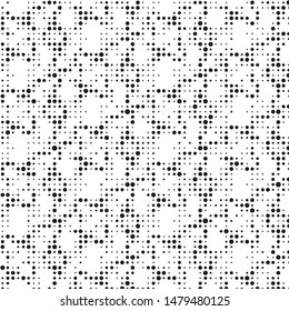 Abstract grunge grid polka dot halftone background pattern. Spotted black and white vector line illustration