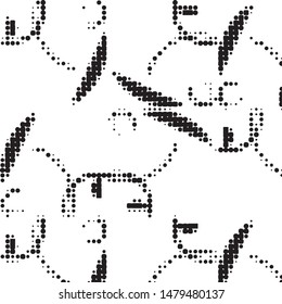 Abstract grunge grid polka dot halftone background pattern. Spotted black and white vector line illustration