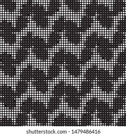 Abstract grunge grid polka dot halftone background pattern. Spotted black and white vector line illustration