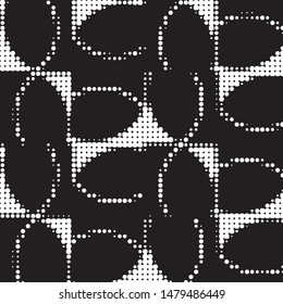 Abstract grunge grid polka dot halftone background pattern. Spotted black and white vector line illustration