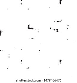 Abstract grunge grid polka dot halftone background pattern. Spotted black and white vector line illustration
