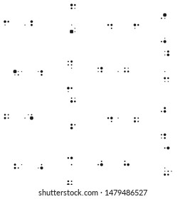 Abstract grunge grid polka dot halftone background pattern. Spotted black and white vector line illustration