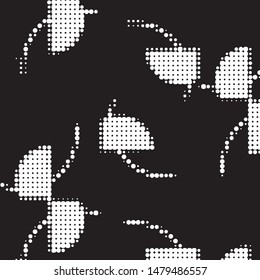 Abstract grunge grid polka dot halftone background pattern. Spotted black and white vector line illustration