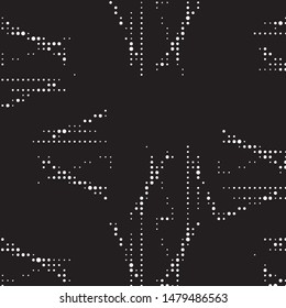 Abstract grunge grid polka dot halftone background pattern. Spotted black and white vector line illustration