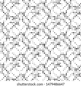 Abstract grunge grid polka dot halftone background pattern. Spotted black and white vector line illustration