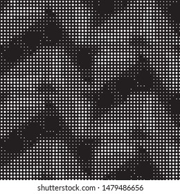 Abstract grunge grid polka dot halftone background pattern. Spotted black and white vector line illustration