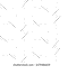 Abstract grunge grid polka dot halftone background pattern. Spotted black and white vector line illustration