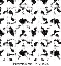 Abstract grunge grid polka dot halftone background pattern. Spotted black and white vector line illustration