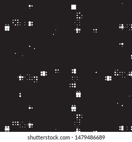 Abstract grunge grid polka dot halftone background pattern. Spotted black and white vector line illustration