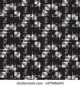 Abstract grunge grid polka dot halftone background pattern. Spotted black and white vector line illustration