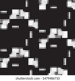 Abstract grunge grid polka dot halftone background pattern. Spotted black and white vector line illustration