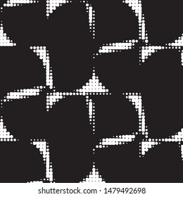 Abstract grunge grid polka dot halftone background pattern. Spotted black and white vector line illustration