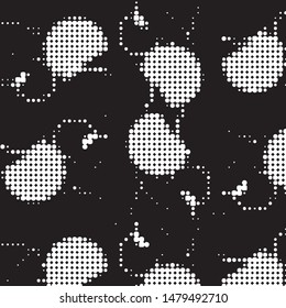 Abstract grunge grid polka dot halftone background pattern. Spotted black and white vector line illustration