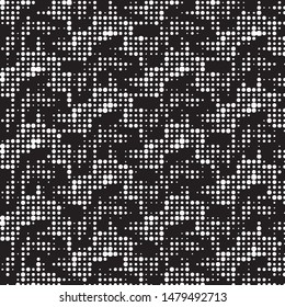 Abstract grunge grid polka dot halftone background pattern. Spotted black and white vector line illustration