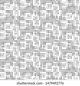 Abstract grunge grid polka dot halftone background pattern. Spotted black and white vector line illustration
