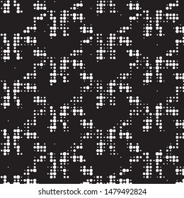 Abstract grunge grid polka dot halftone background pattern. Spotted black and white vector line illustration