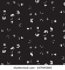 Abstract grunge grid polka dot halftone background pattern. Spotted black and white vector line illustration