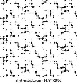 Abstract grunge grid polka dot halftone background pattern. Spotted black and white vector line illustration