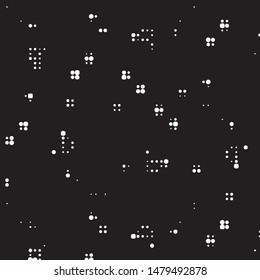 Abstract grunge grid polka dot halftone background pattern. Spotted black and white vector line illustration