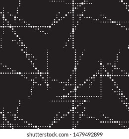 Abstract grunge grid polka dot halftone background pattern. Spotted black and white vector line illustration