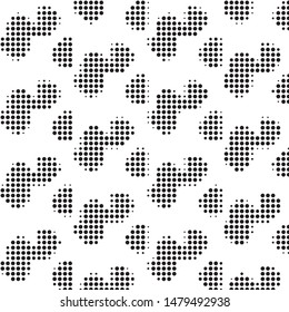 Abstract grunge grid polka dot halftone background pattern. Spotted black and white vector line illustration