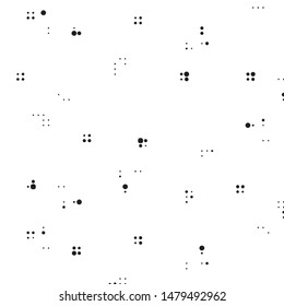 Abstract grunge grid polka dot halftone background pattern. Spotted black and white vector line illustration