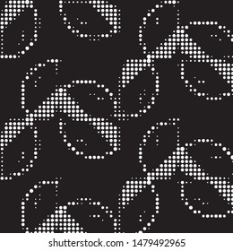 Abstract grunge grid polka dot halftone background pattern. Spotted black and white vector line illustration