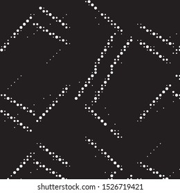 Abstract grunge grid polka dot halftone background pattern. Spotted black and white vector line illustration
