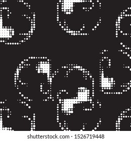Abstract grunge grid polka dot halftone background pattern. Spotted black and white vector line illustration