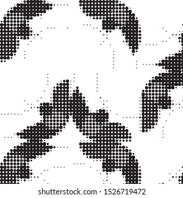 Abstract grunge grid polka dot halftone background pattern. Spotted black and white vector line illustration