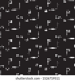 Abstract grunge grid polka dot halftone background pattern. Spotted black and white vector line illustration